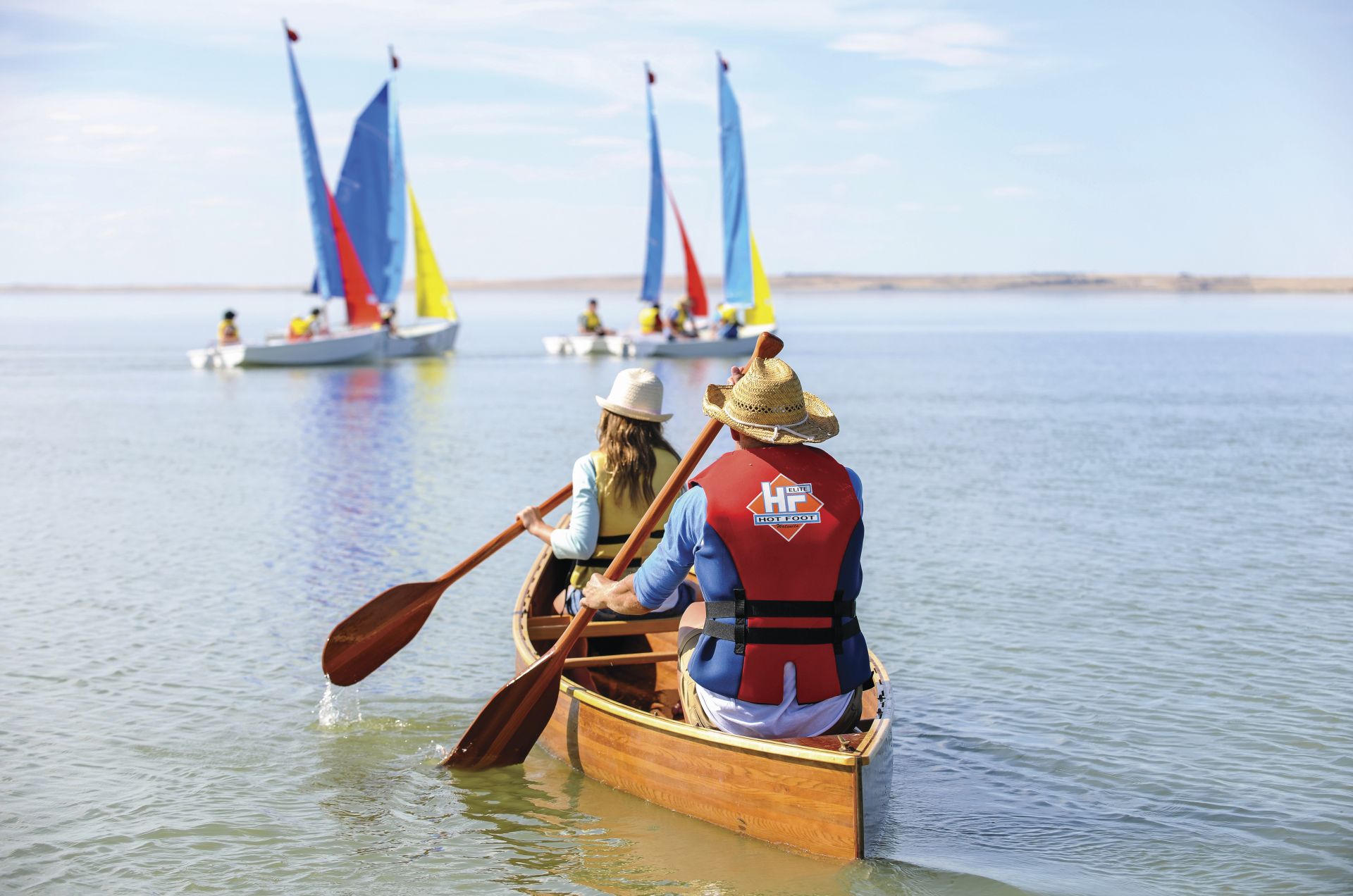 sailing and canoeing on the lake