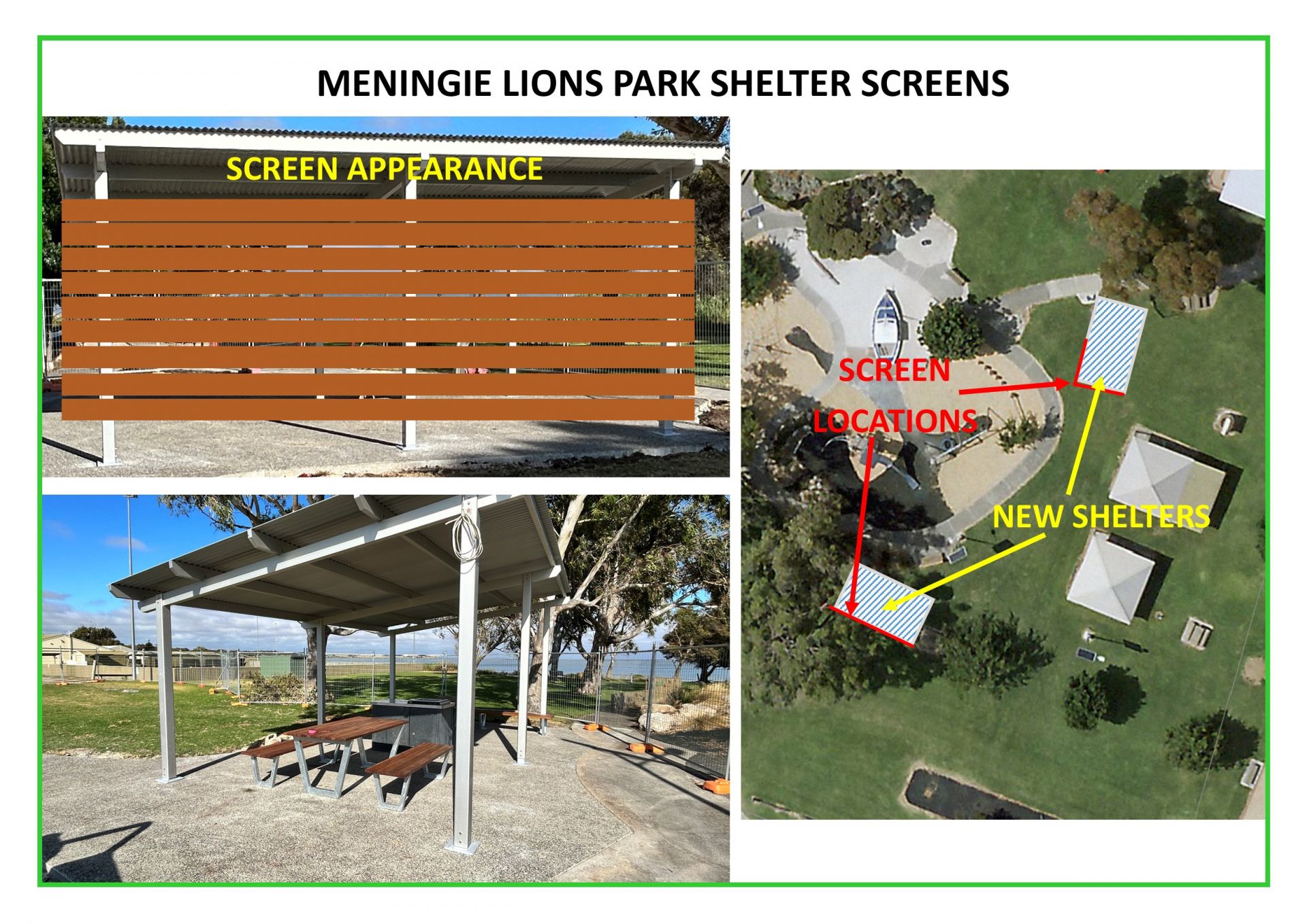 Design for shelter screens at Meningie Lions Park