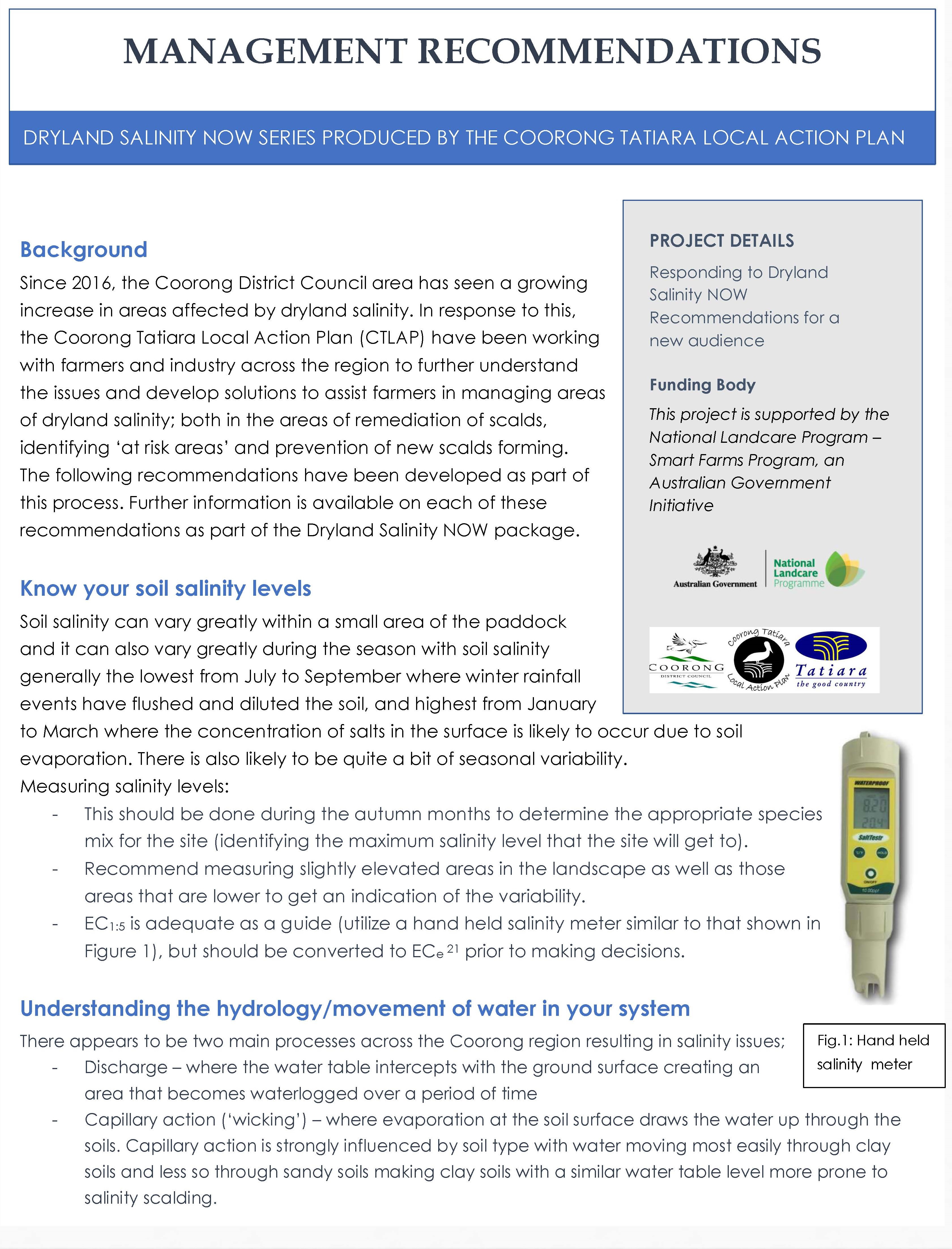 FINAL Management Recommendations FINAL Management Recommendations