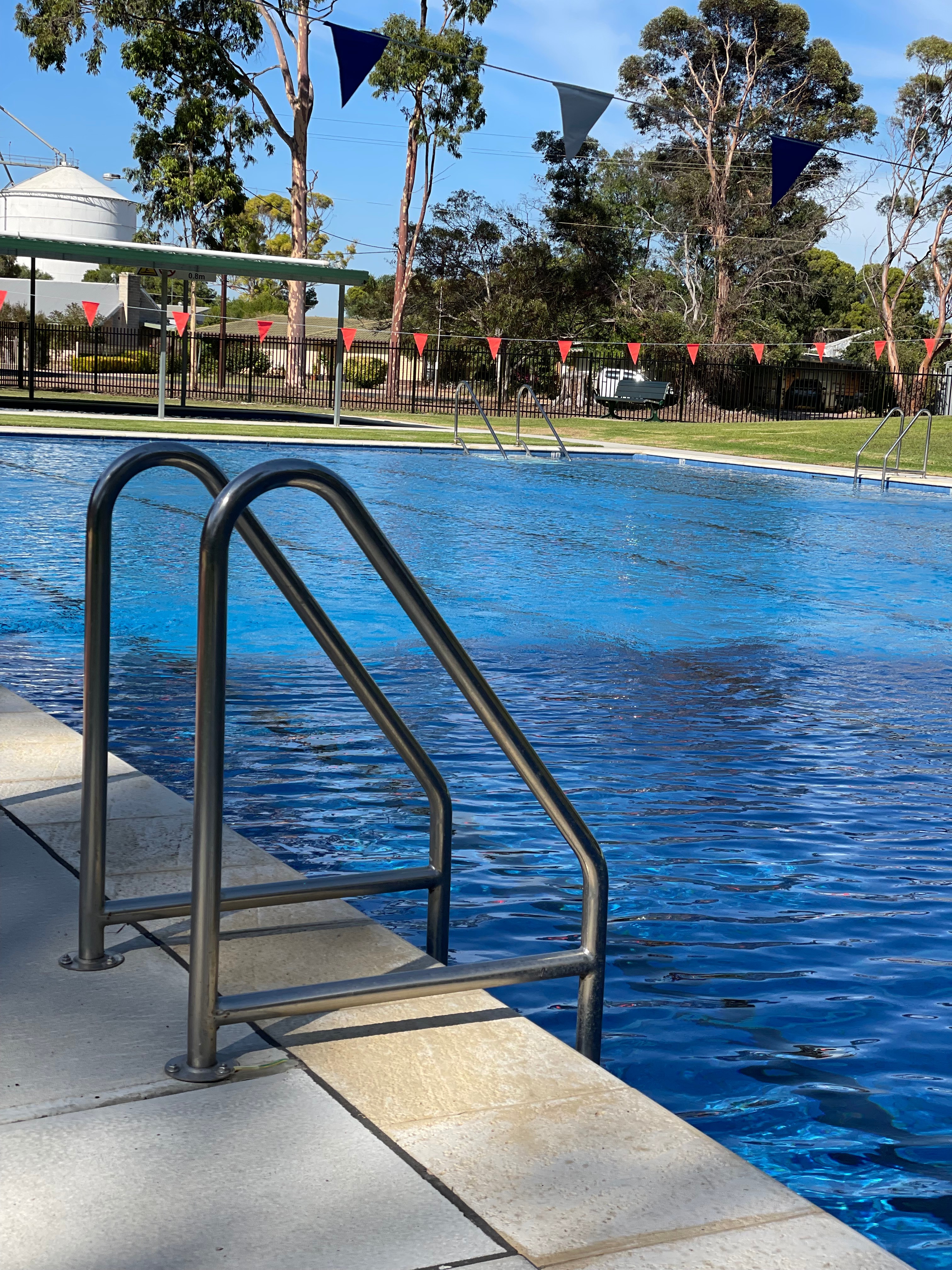 Coonalpyn Pool - ladder and carnival flags