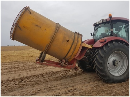 20 Tomohawk Bale Sheredder used to spread mulch at Cooke Plains