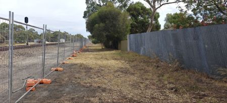 Tintinara Footpath Expansion Program images - March 2025 - temporary fencing in place