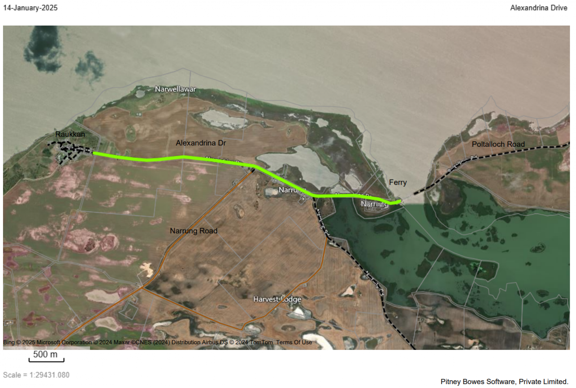 Alexandrina Drive reseal map - Jan 2025