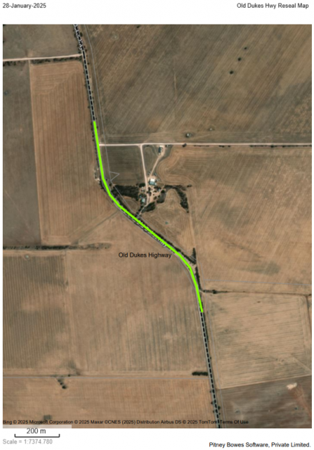 Old Dukes Highway reseal map - Jan 2025