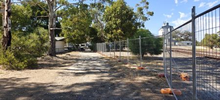 Tintinara Footpath Expansion Program images - March 2025_ - Temporary fence behind playground and toilets
