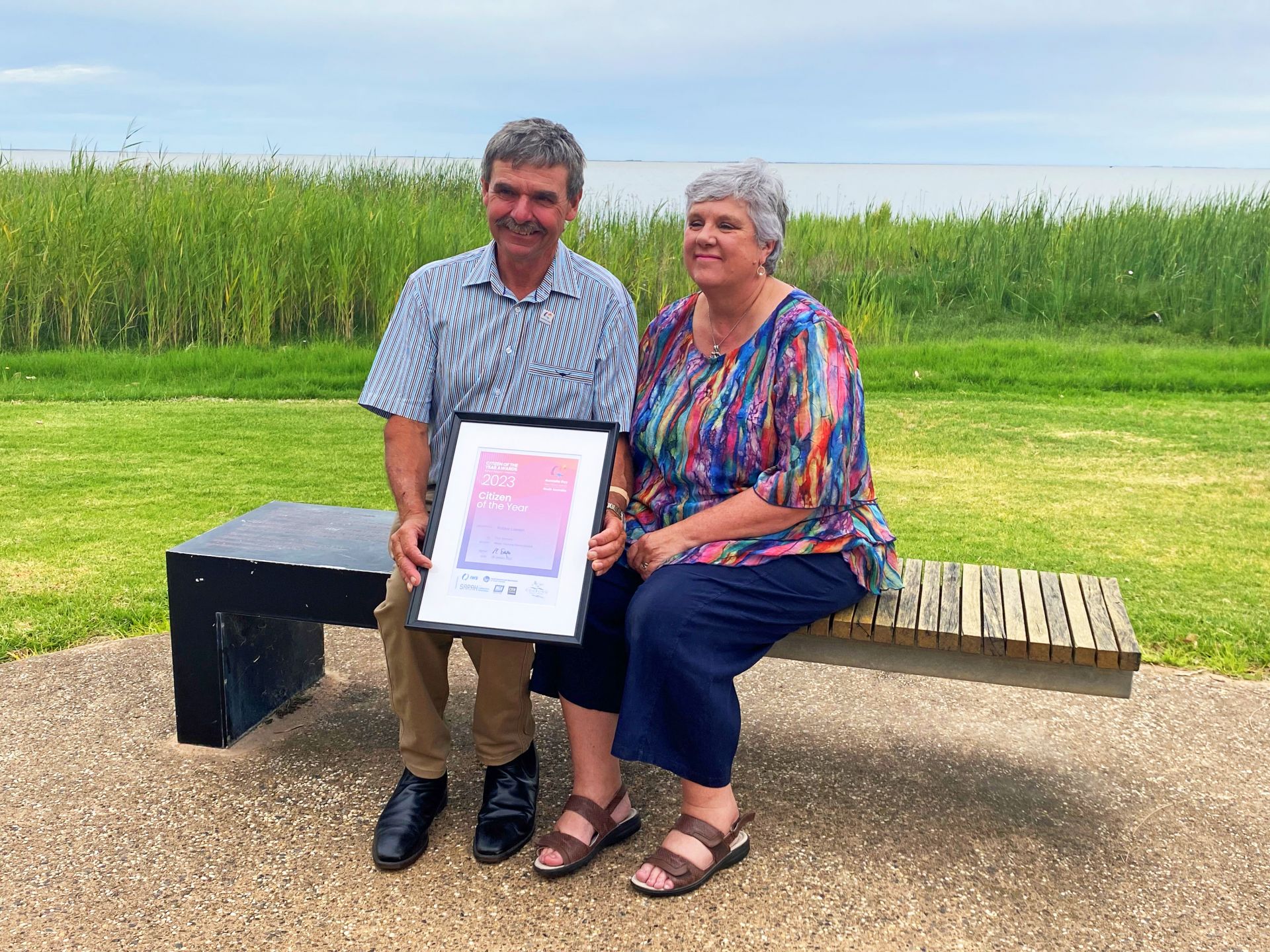 Meningie Australia Day 28-01-2023, Rob Lawson (Citizen of the Year) & Ailene Lawson