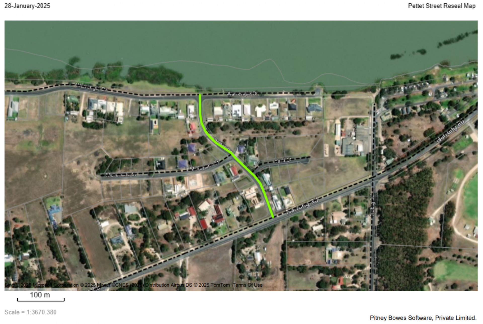 Pettet Street reseal map - Jan 2025
