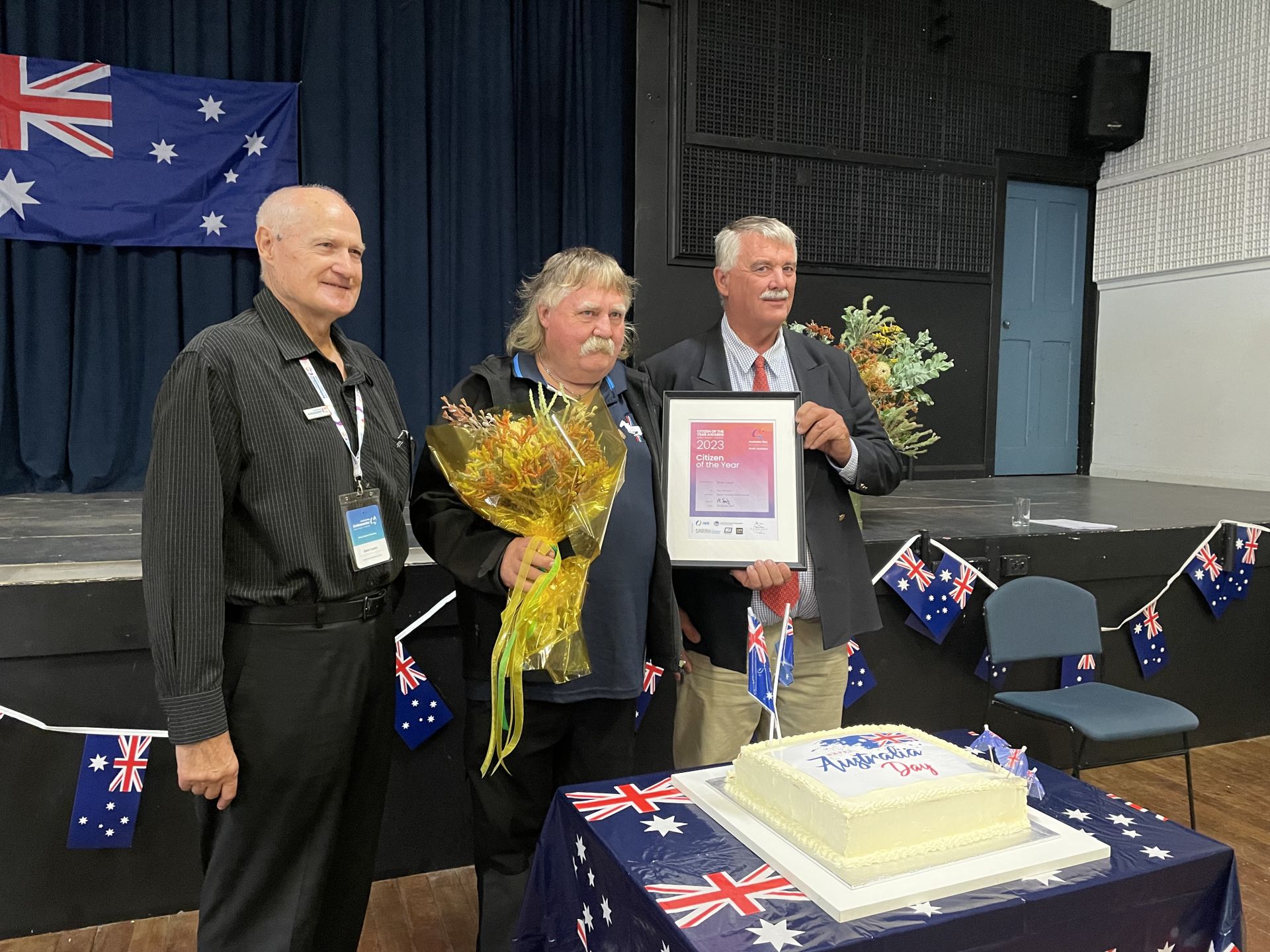 2023 Australia Day Citizen of the Year - Tailem Bend - Ambassador Barry Lewis, Citizen of the Year Brian Lloyd and Mayor Simmons